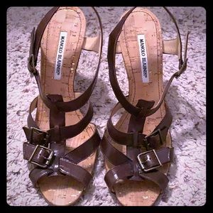 Brown strappy Manolo Blahniks